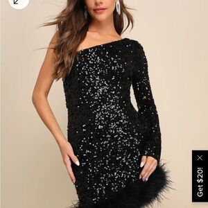 NWT lulus sequin dress with fur on bottom
